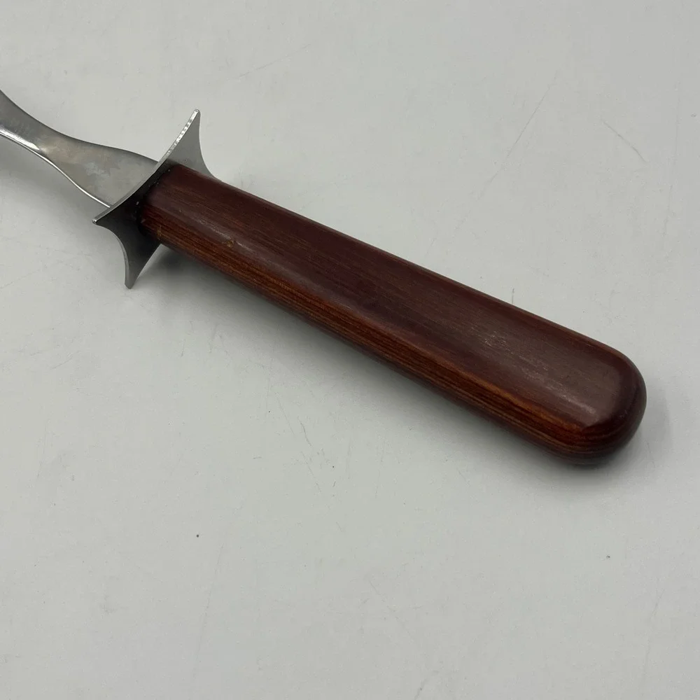 Wear-Ever Carving Fork Brown Wood Handle Stainless Steel 205 EUC Vintage